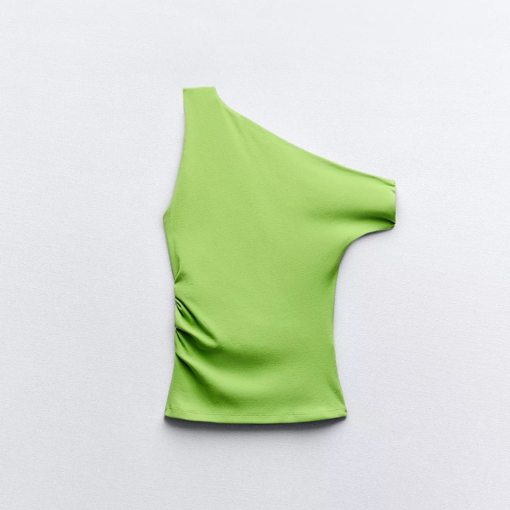 Zara RUCHED ASYMMETRIC RIB
TOP Lime Green
